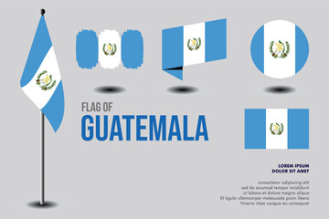 Set of Guatemala flag in 5 designs