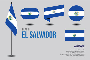 Set of El Salvador flag in 5 designs