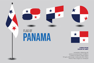 Set of Panama flag in 5 designs