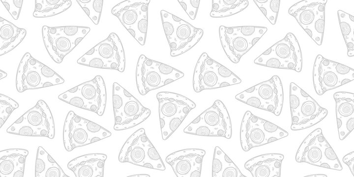 doodle pizza pattern background. Seamless Pattern pizza doodle style. pizza hand draw pattern background. pizza pattern for packaging.