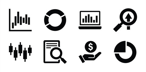 Stock Market Trading Icons Set. Vector