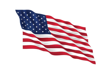 Realistic waving flag of the United States of America with red and white stripes and blue field with white stars. Symbol of freedom, democracy and patriotism.