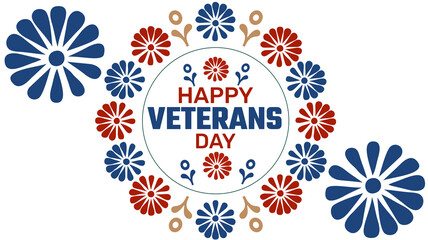 Happy Veterans Day banner design in clean modern style on white background, perfect for honoring military service