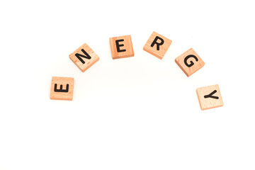 Obraz premium The word energy is spelled out with wooden blocks on a white background concept