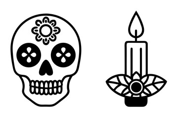 Sugar Skull Mandala Vector Design, Symmetrical Floral Skull Ornament for Día de los Muertos Art 