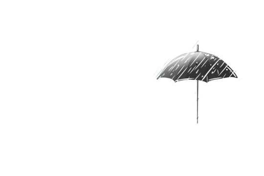 Umbrella in rain, sketched style