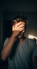 Man in Shadow - A Moment of Reflection and Inner Turmoil.