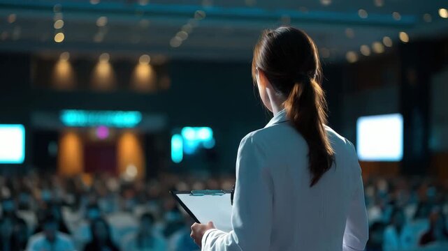 A speaker addresses a captivated audience at an annual medical conference, sharing insights