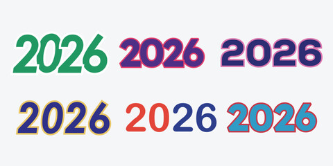 Vector art of colorful 2026 year typography for calendar design