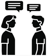 Two People Talking Line Art Icon