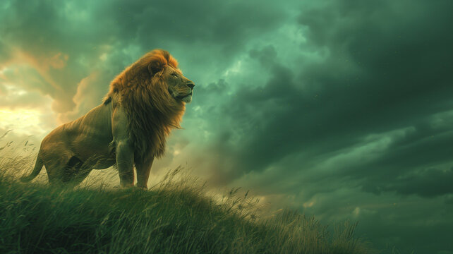 Le&oacute;n en la sabana