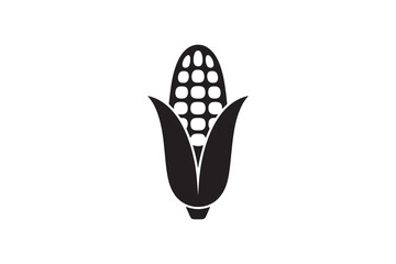 Corn On The Cob Silhouette Icon Minimalist Corn Plant Logo Design