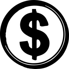 dollar coin silhouette vector illustration