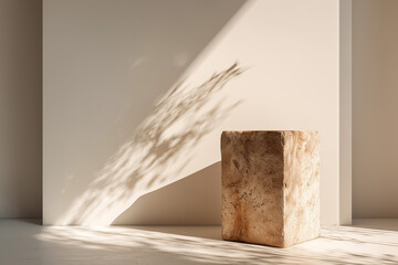 A beige stone pedestal