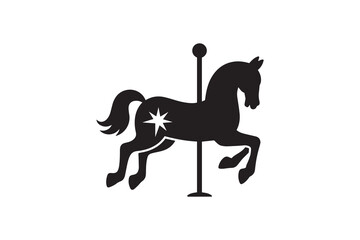 Carousel Horse Silhouette Vector Design Vintage Fairground Horse Symbol Design
