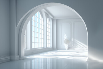 empty white room with windows