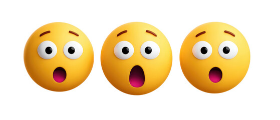 Surprised Emoji Faces in 3D Cartoon Style with Lively Expressions and Bright Colors