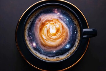 Cosmic coffee: galaxy swirls in cappuccino cup