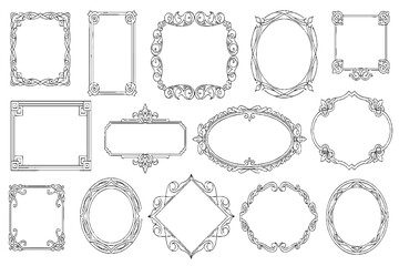 Assorted Vintage Ornamental Frames and Elegant Thin-Line Borders Set

