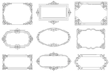 Elegant Set of Vintage Frames - Thin Line Ornamental Borders and Swirls

