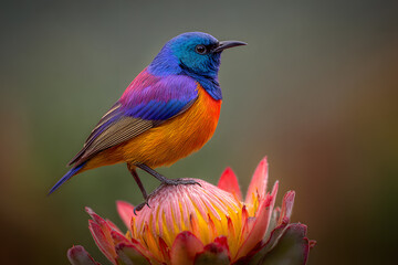 Obraz premium a colorful bird sitting on top of a flower
