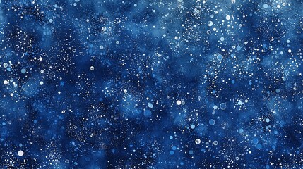 Deep blue universe with sparkling white dots and illuminated spheres pattern