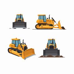 Powerful Bulldozer in Action on Construction Site