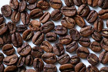 Close-up of freshly roasted coffee beans