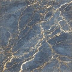 A striking design featuring intricate veins of gold within a deep blue-gray marble-like surface.