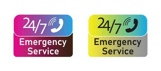24/7 Emergency Service Gradient Icon Set