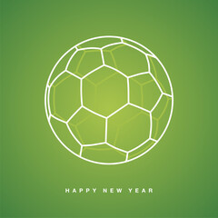 2026 New Year transparent soccer football ball design on green background