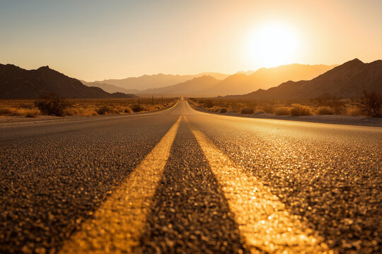Desert Highway at Sunset