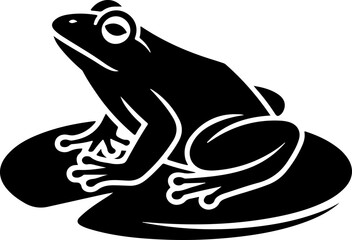 frog sitting on lily pad silhouette vector illustration