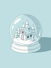Vintage christmas snowball globe illustration