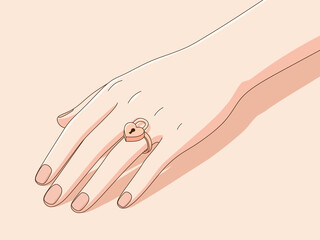 Hand with love ring Illustration