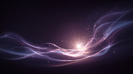 Abstract Purple Energy Waves with Light Burst in Dark Space