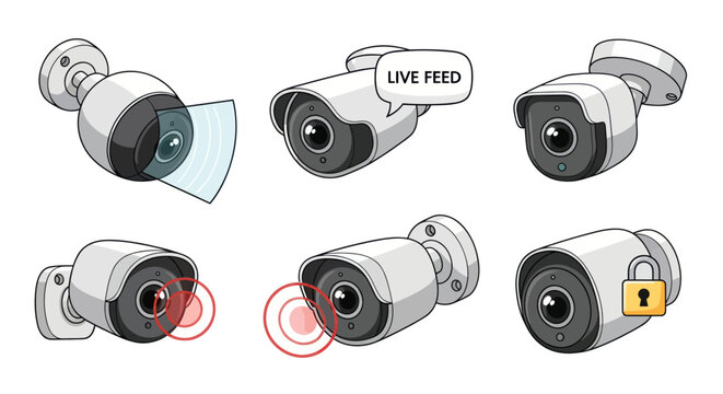 Security Camera Set with Different Angles and Features.
