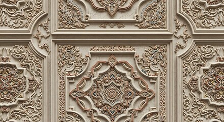 Intricate Islamic Art - A Detailed Carved Panel Design.