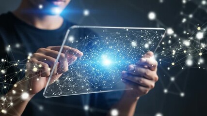 Futuristic Technology Interface Displaying Global Network Connections. - Powered by Adobe