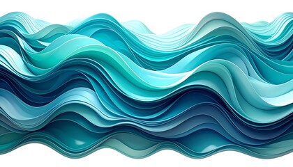 Abstract Flowing Waves of Turquoise and Blue, Gentle Fluidity and Serene Motion