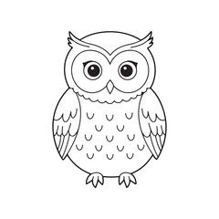 Fototapeta premium Owl illustration coloring page for kids flat illustration design on white background