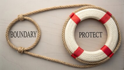 Rope Symbol Framing a Lifebuoy to Represent Safety and Protection