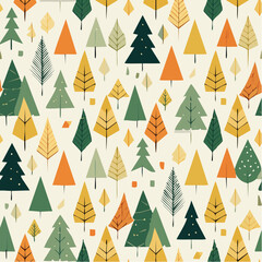 Obraz premium Seamless Pattern of Stylized Christmas Trees in Various Colors and Shapes 2.