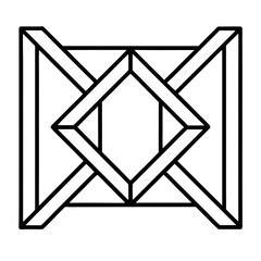 Abstract geometric pattern with symmetrical shapes and clean lines, creating a modern and eyecatching design element