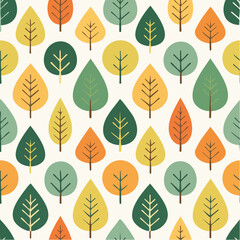 Obraz premium Colorful Stylized Trees Seamless Pattern Background.