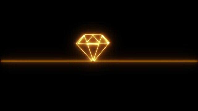 Abstract glowing of Diamond. Crystal jewel stone symbol for neon icon animation with back background.