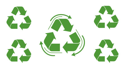 Fototapeta premium Green Recycling Symbols: Eco-Friendly Icons for Sustainability and Reuse.
