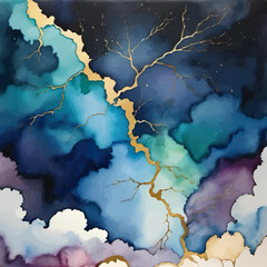 abstract thunderstorm pattern with dark clouds and flash vector illustration