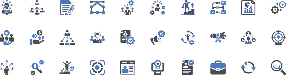 Diverse headhunting icons representing recruitment talent acquisition and hr services vector