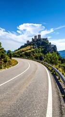 Fototapeta premium Winding road to a castle on a hill